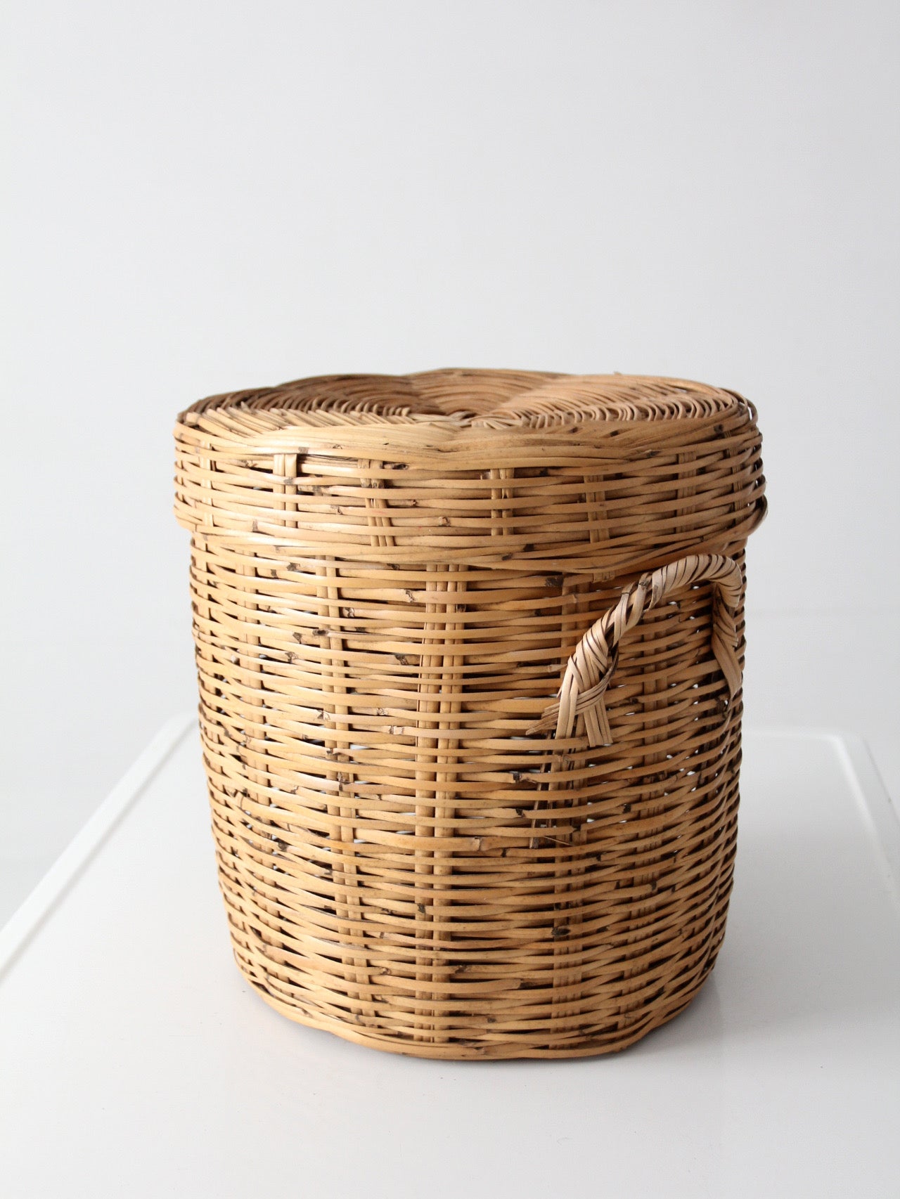 vintage lidded storage basket