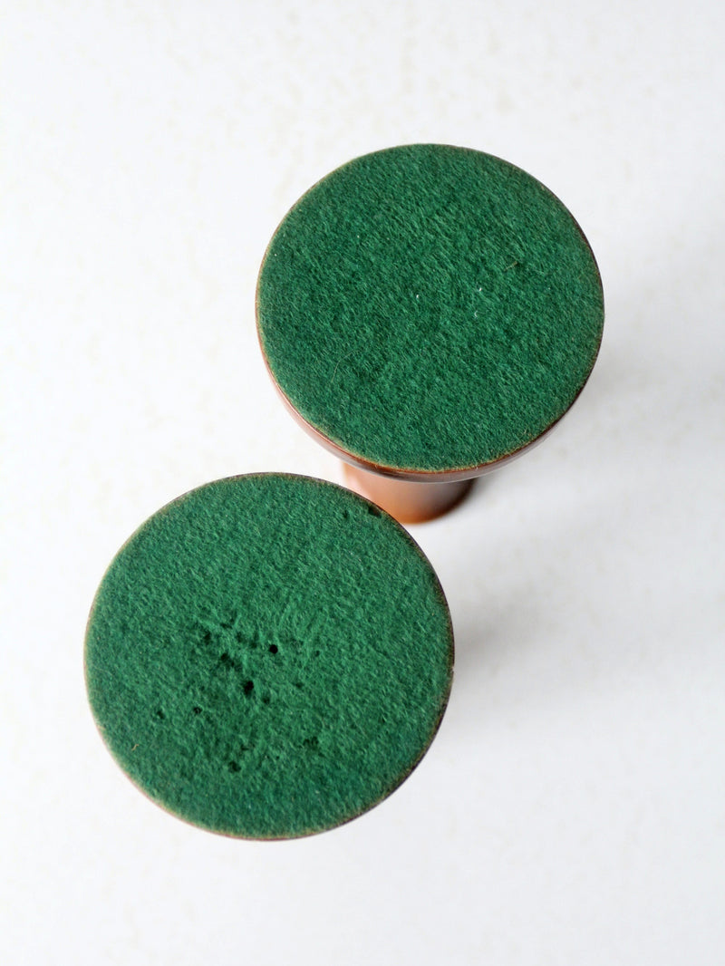 vintage pair wood candlestick holders
