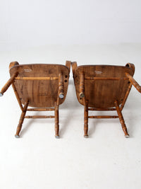 pair of vintage press-back back armchairs