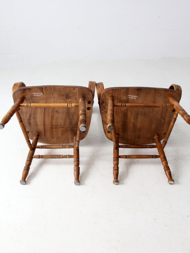 pair of vintage press-back back armchairs