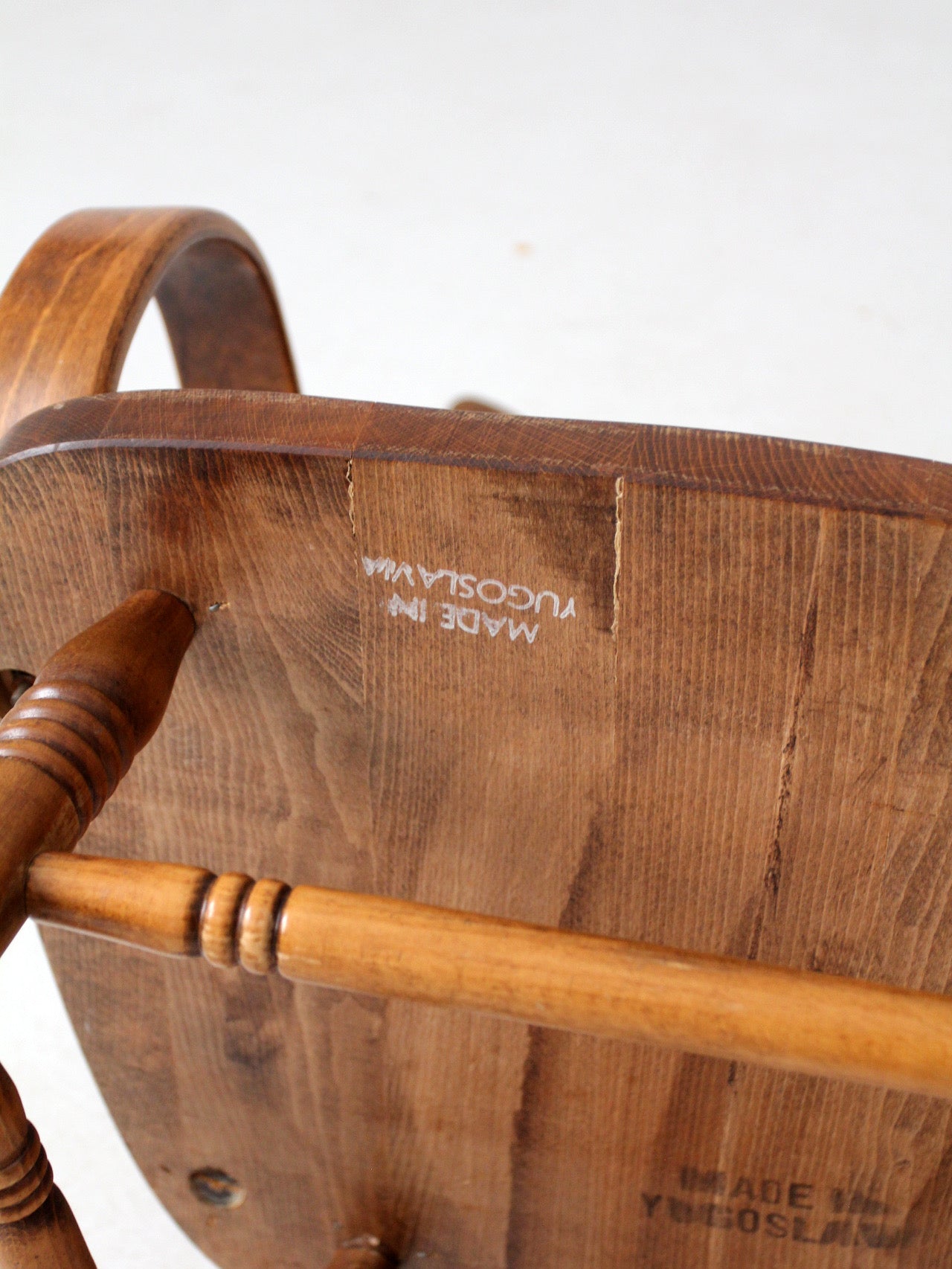 pair of vintage press-back back armchairs