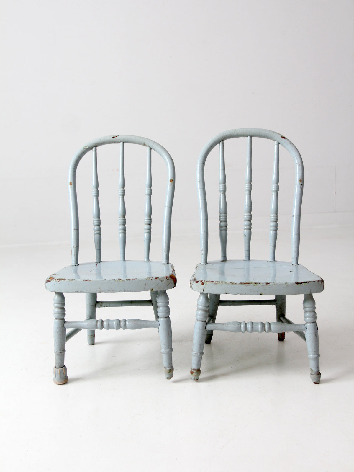 vintage kids spindle back chairs pair