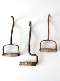 antique ice handling hooks set of 3