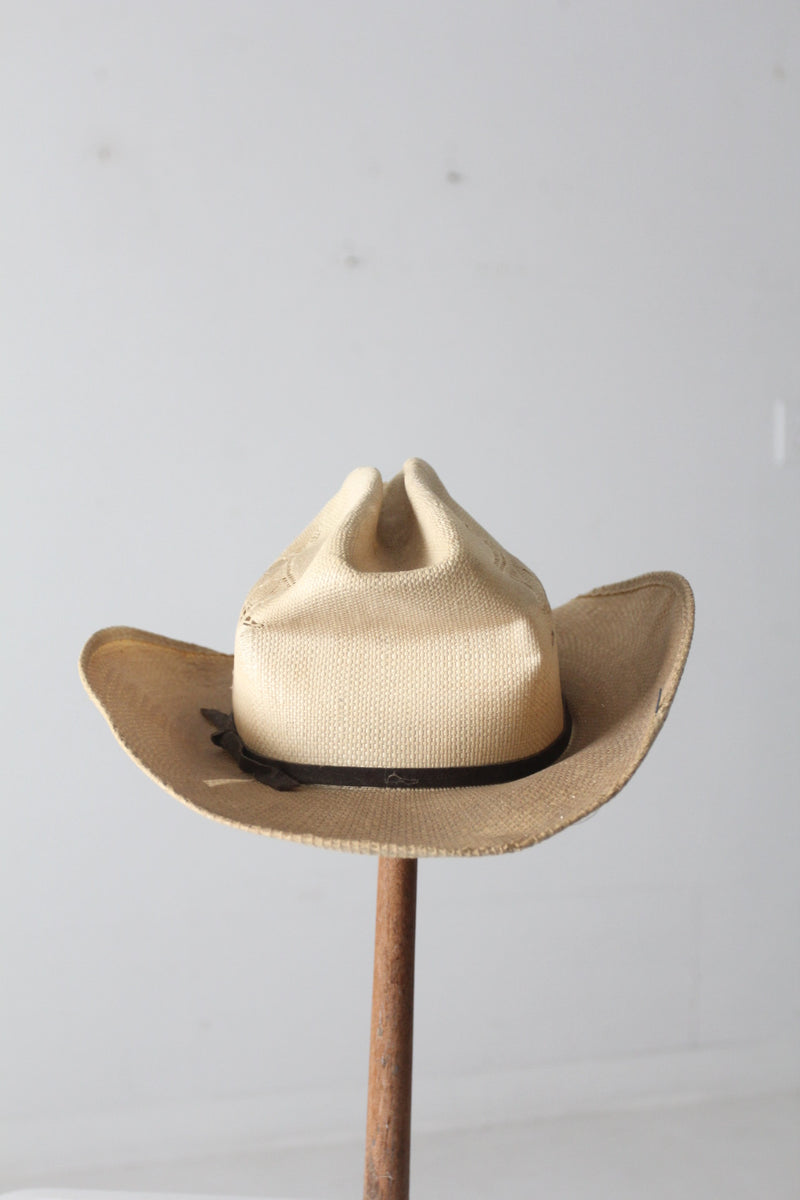 vintage Rockmount distressed straw cowboy hat