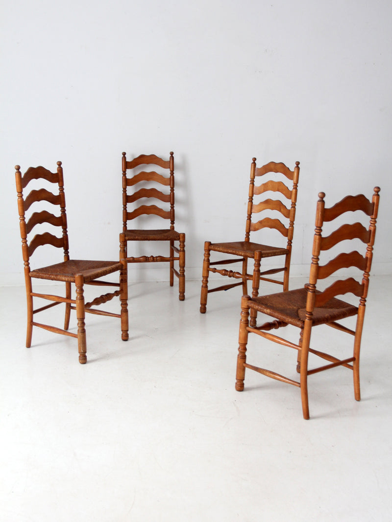 vintage rush seat ladder back dining chairs set of 4