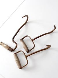 antique ice handling hooks set of 3