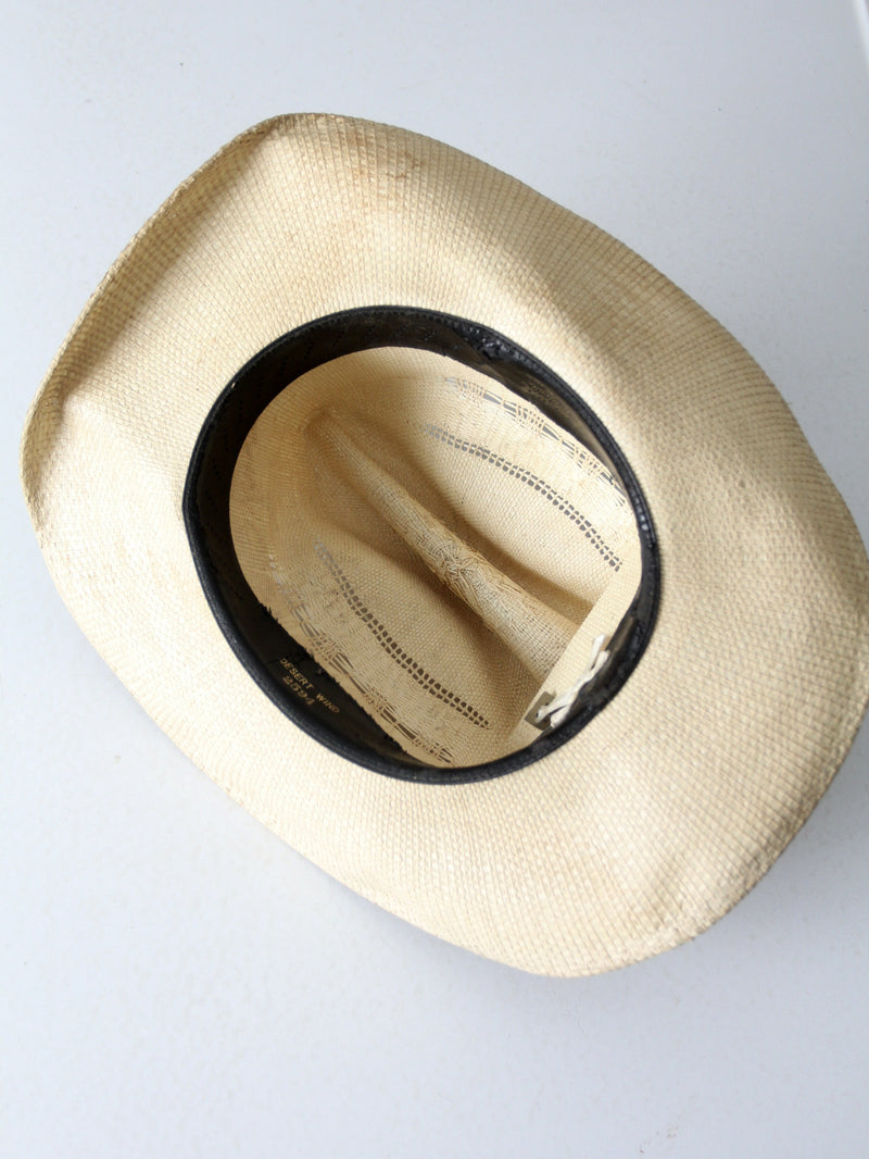 vintage Rockmount distressed straw cowboy hat