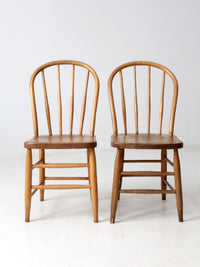 antique farmhouse Windsor dining chairs pair
