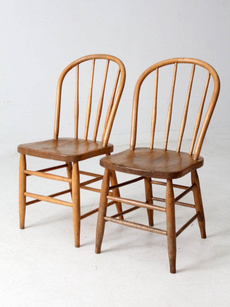 antique farmhouse Windsor dining chairs pair