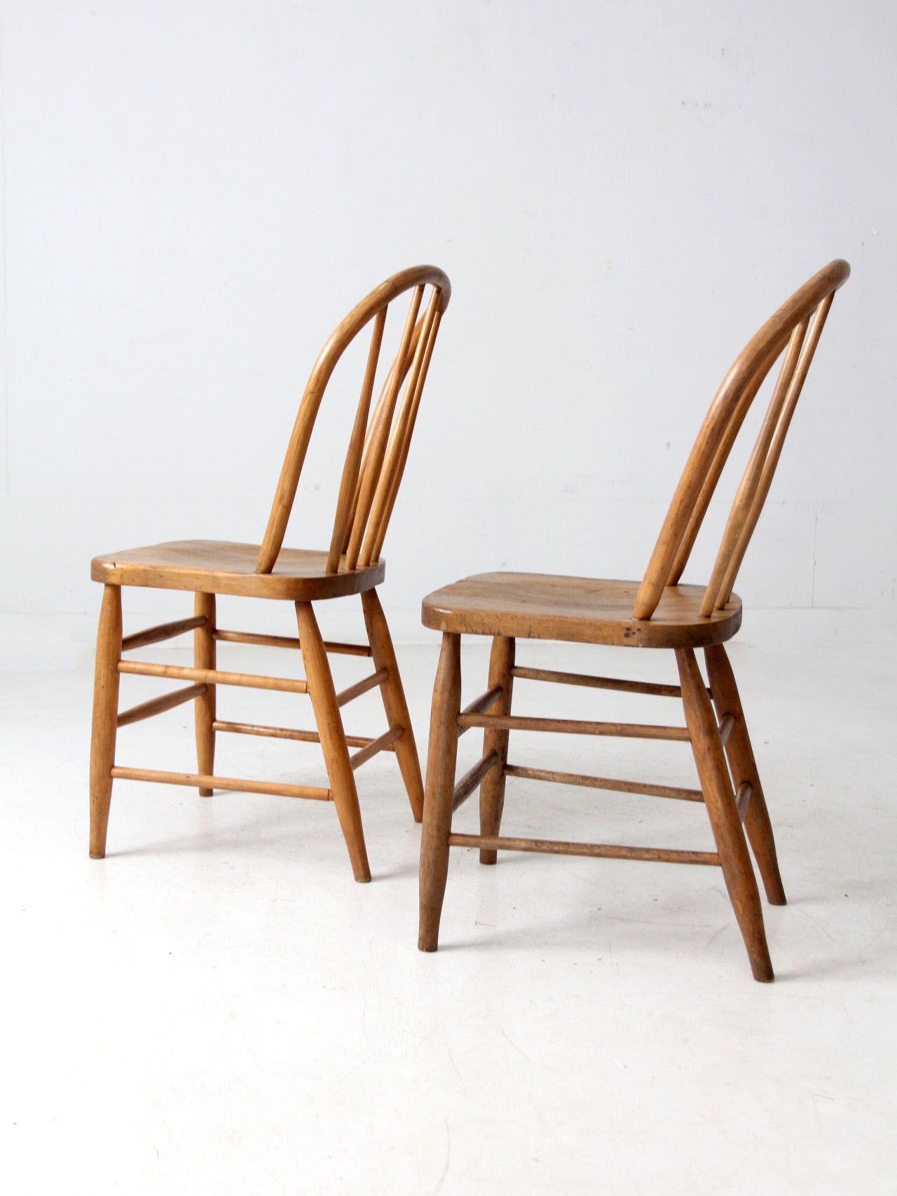 antique farmhouse Windsor dining chairs pair