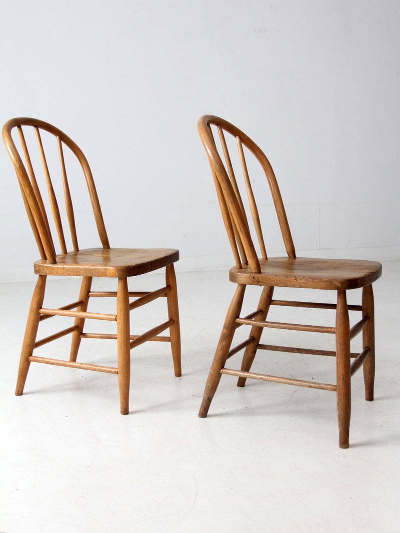 antique farmhouse Windsor dining chairs pair