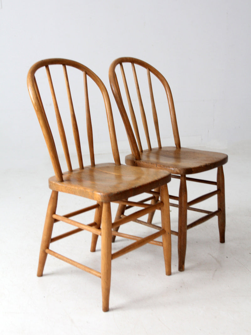 antique farmhouse Windsor dining chairs pair