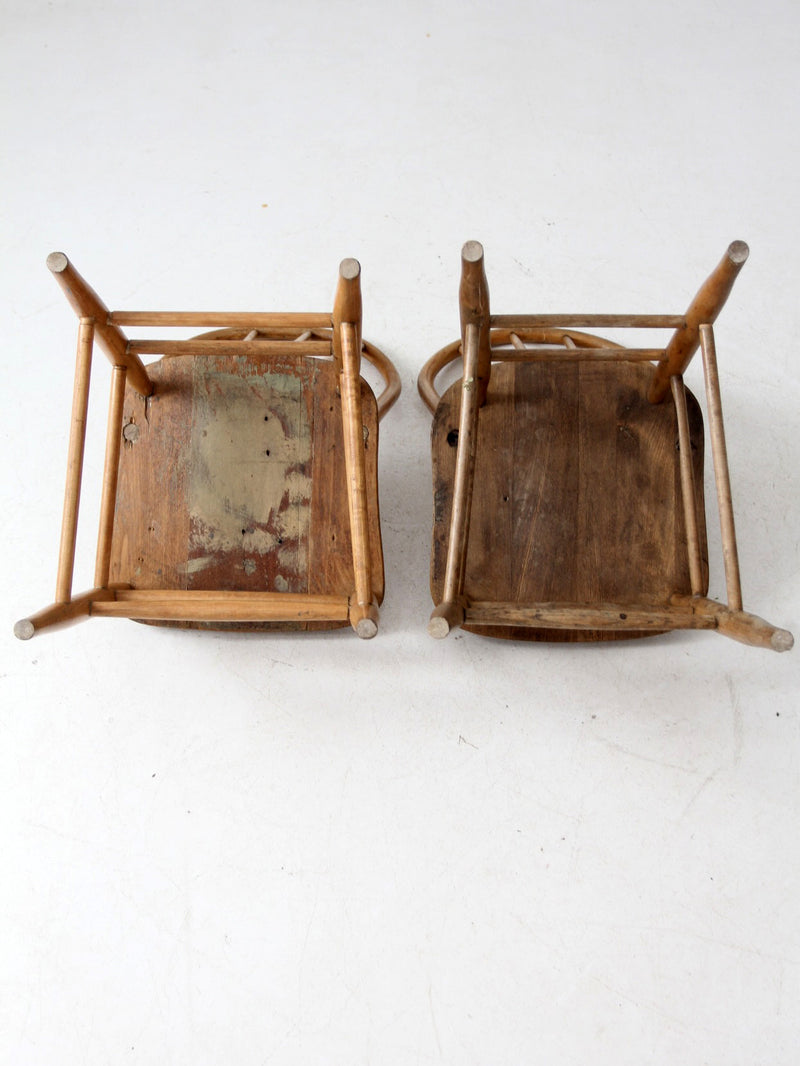 antique farmhouse Windsor dining chairs pair