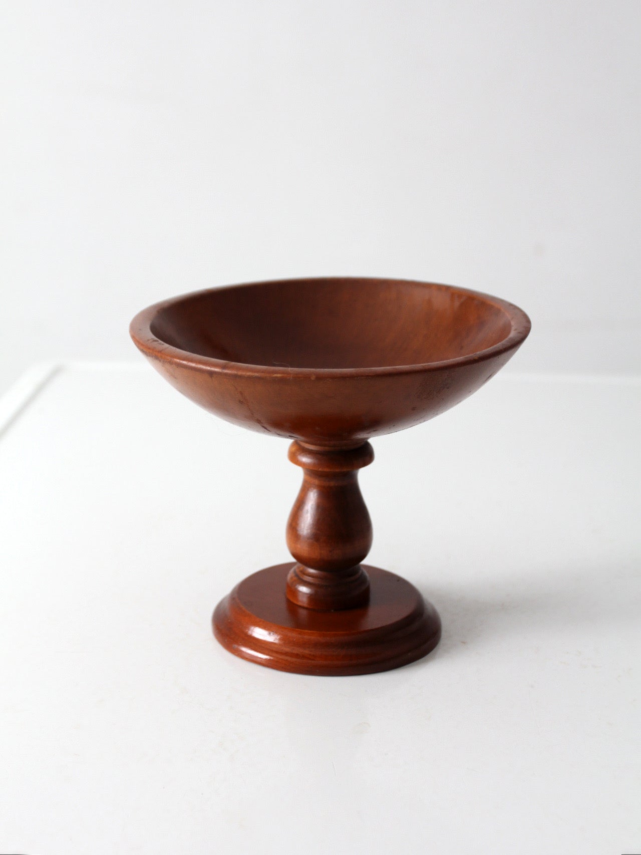 vintage wood pedestal bowl
