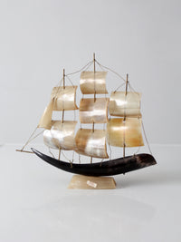 mid-century Italian horn ship model