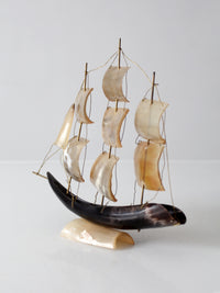 mid-century Italian horn ship model
