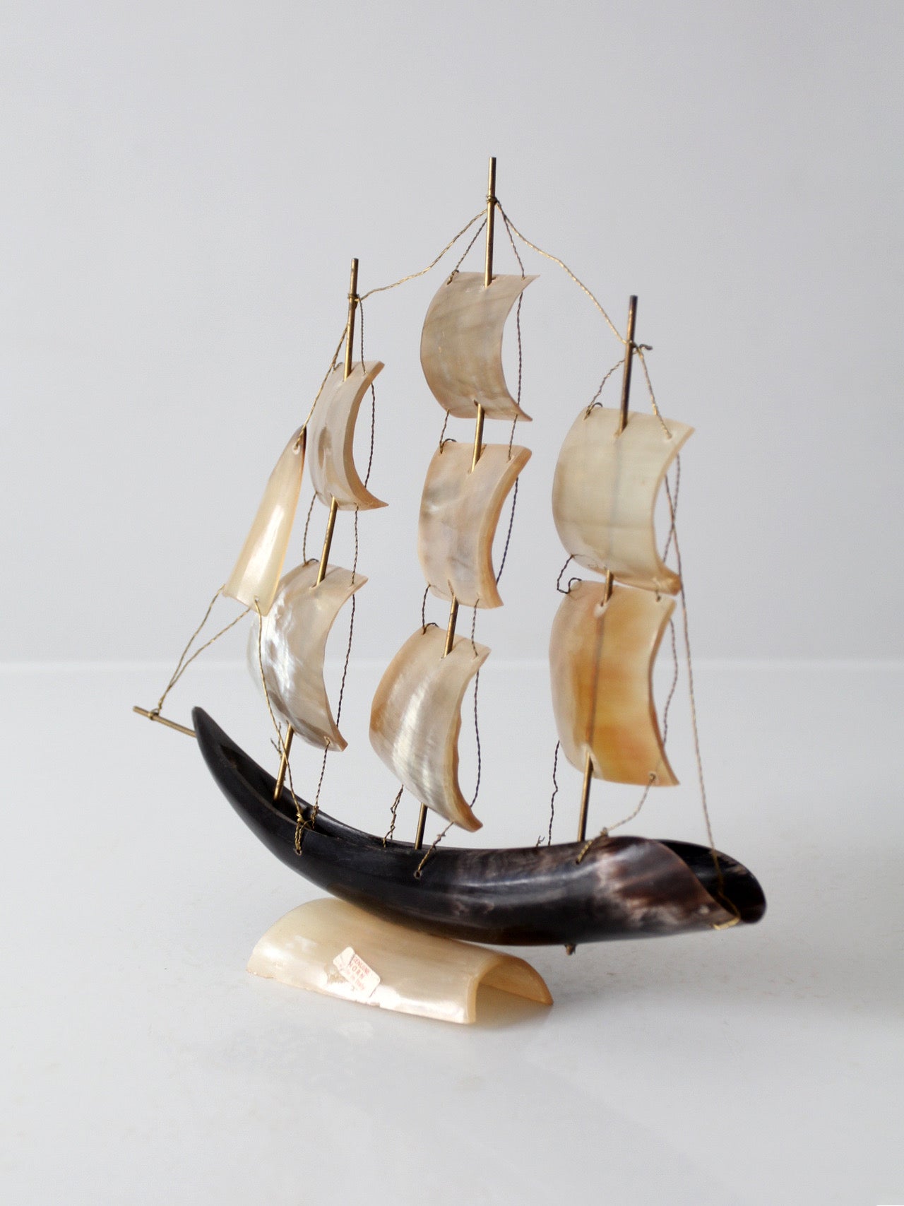 mid-century Italian horn ship model