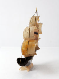 mid-century Italian horn ship model