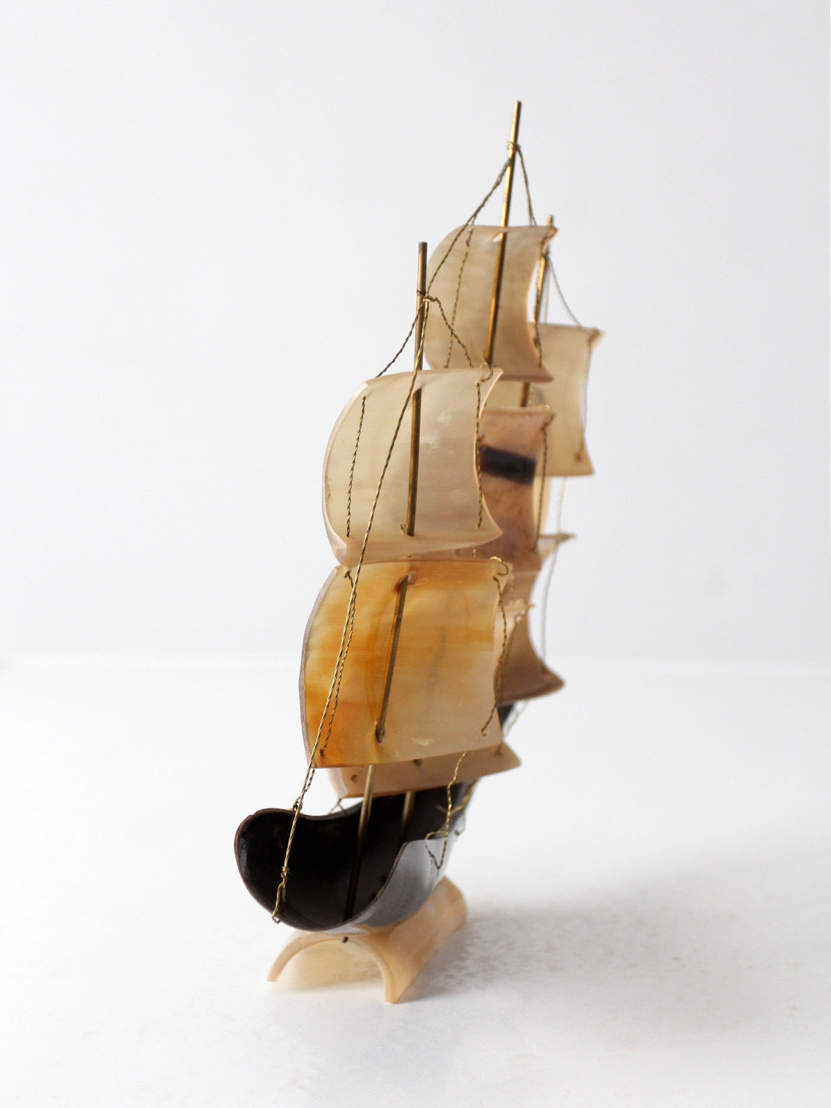 mid-century Italian horn ship model
