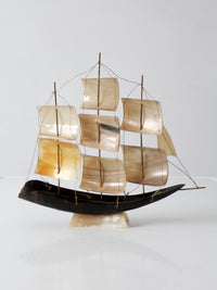 mid-century Italian horn ship model