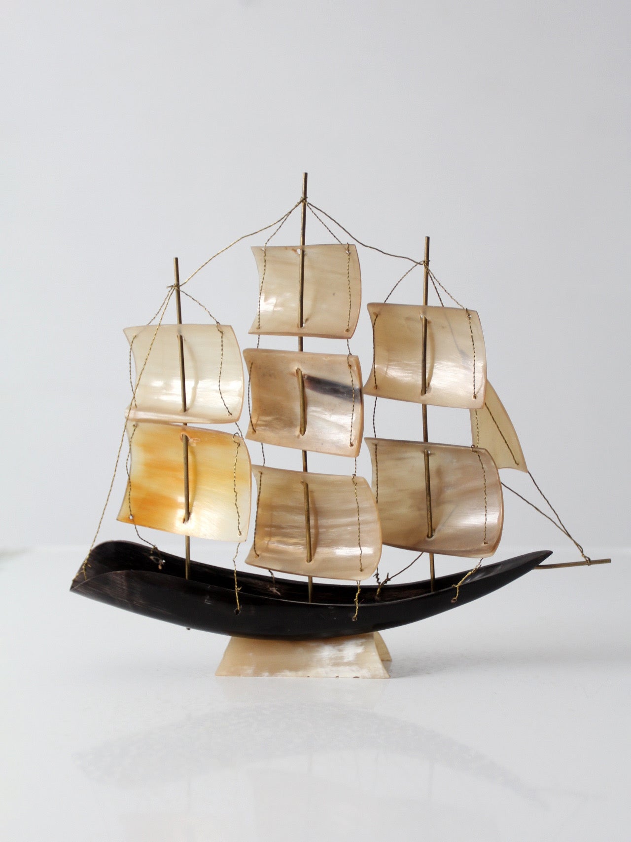 mid-century Italian horn ship model