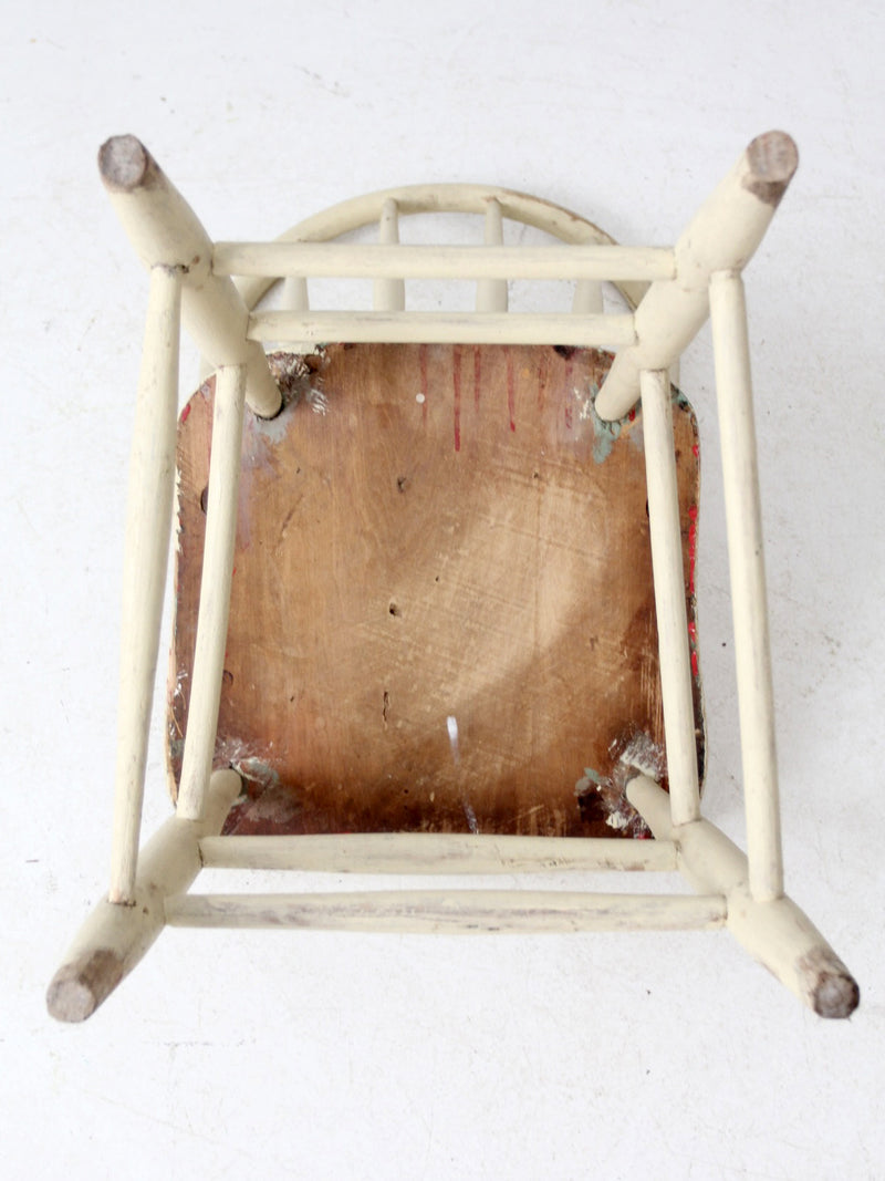 antique painted bow back spindle chair
