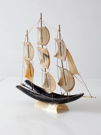 mid-century Italian horn ship model