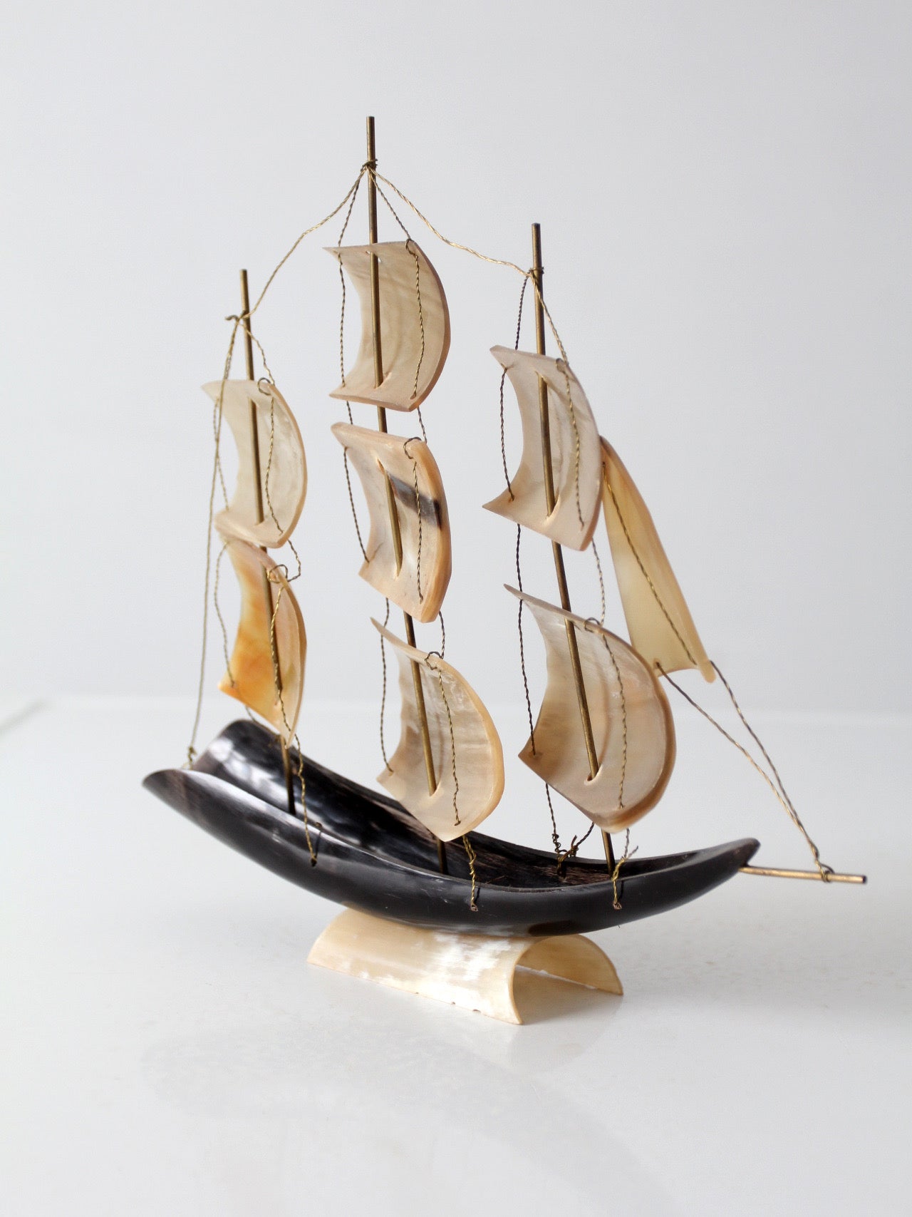 mid-century Italian horn ship model
