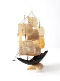 mid-century Italian horn ship model