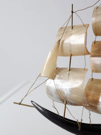 mid-century Italian horn ship model