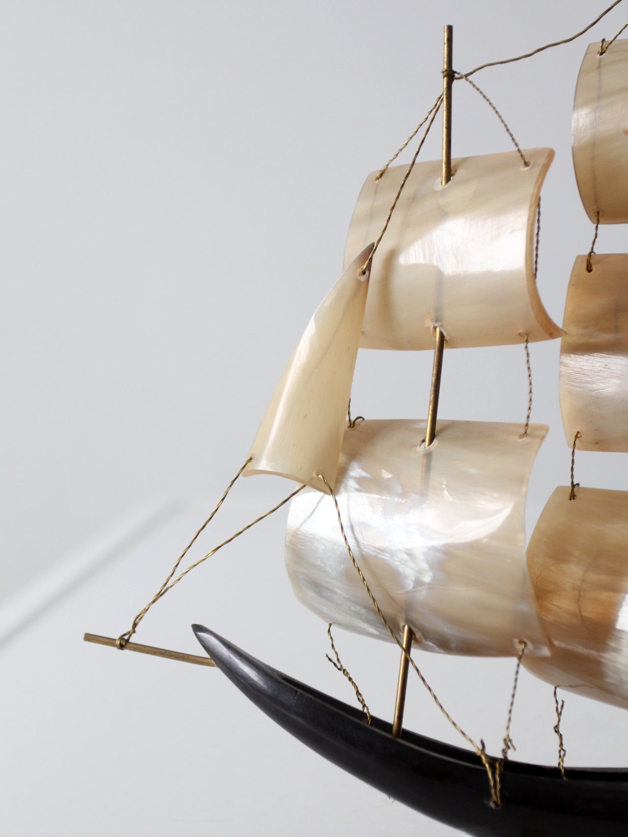 mid-century Italian horn ship model