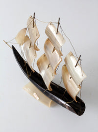 mid-century Italian horn ship model