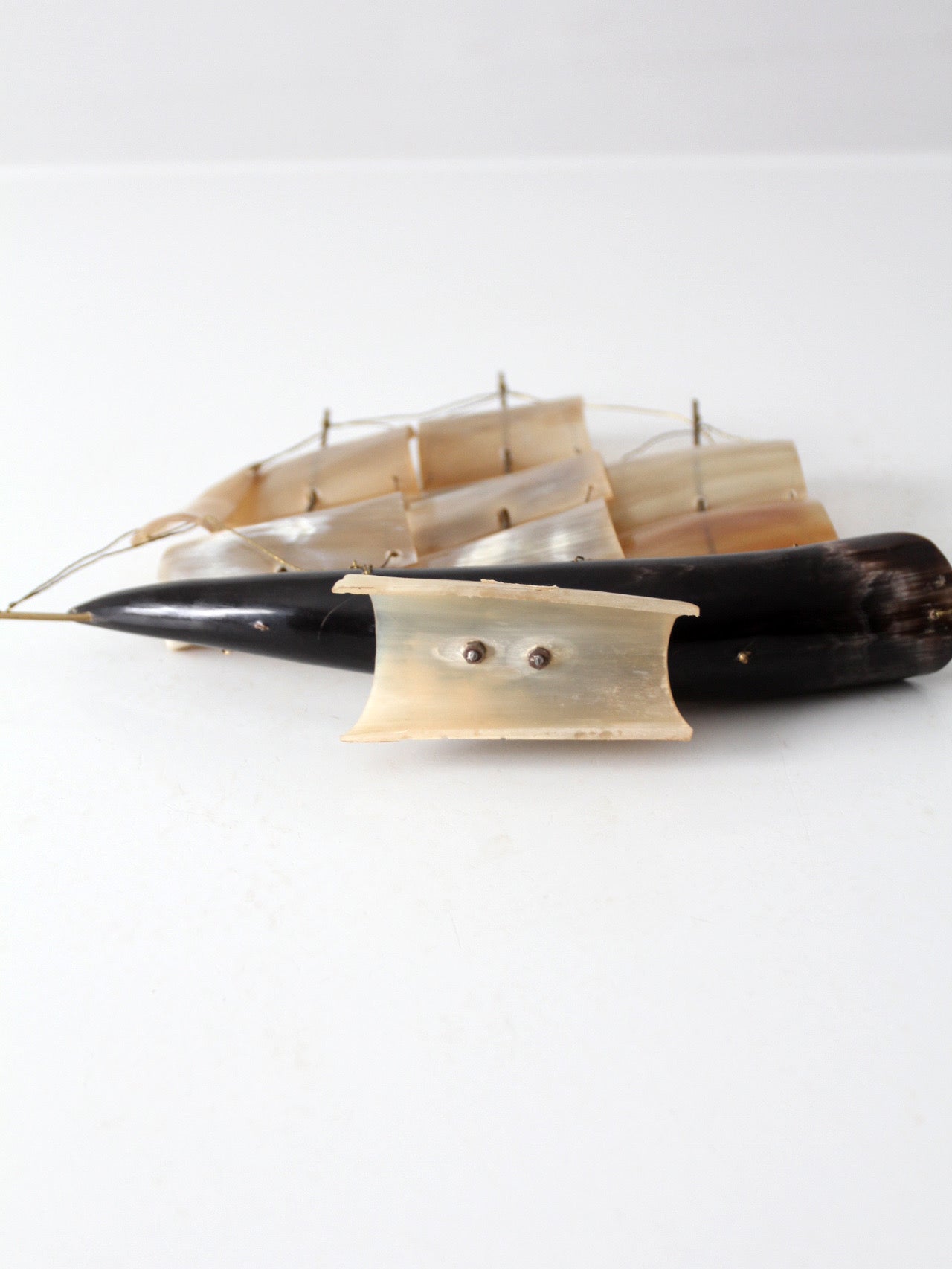 mid-century Italian horn ship model