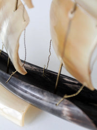 mid-century Italian horn ship model