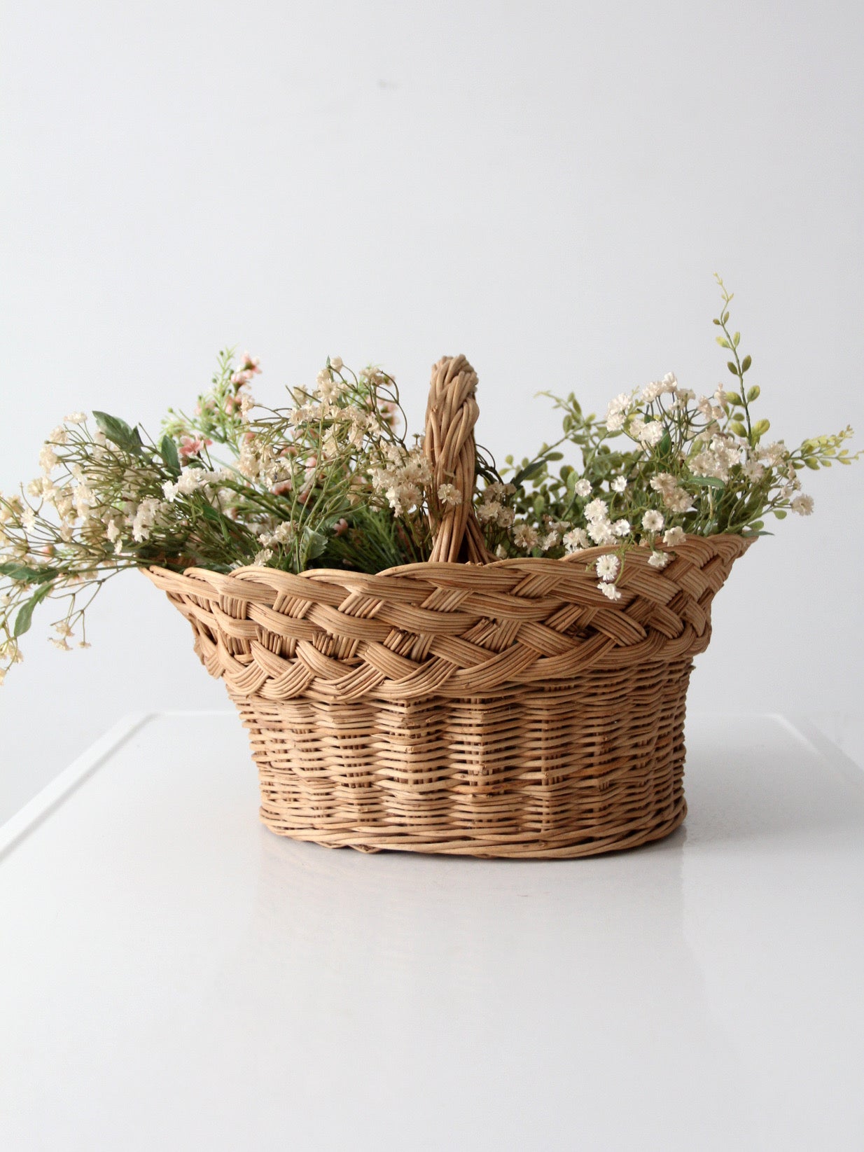 vintage wicker basket with handle