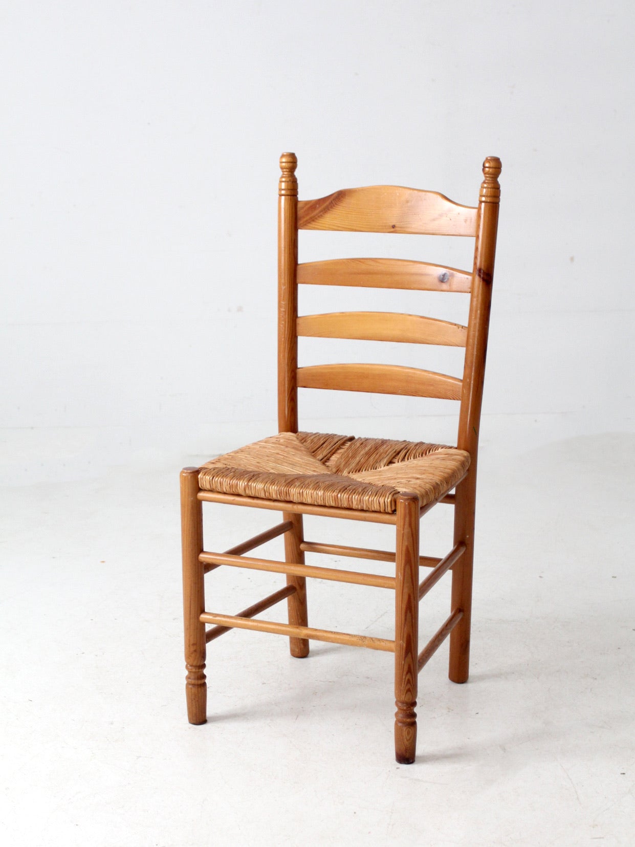 vintage pine chair with rush seat