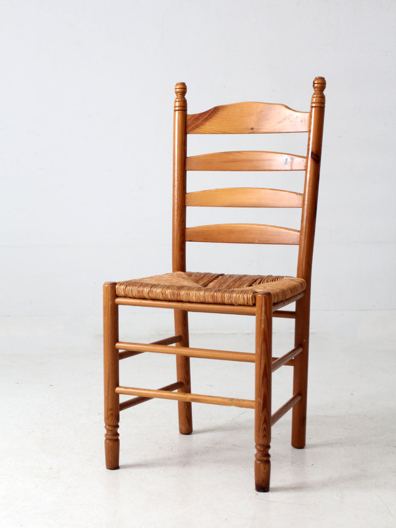 vintage pine chair with rush seat