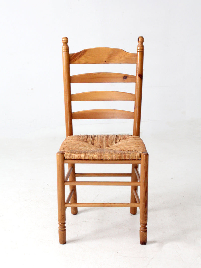 vintage pine chair with rush seat
