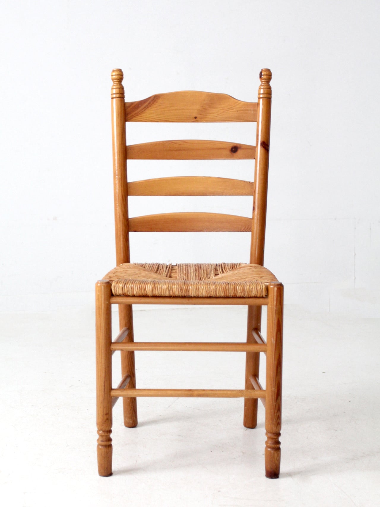 vintage pine chair with rush seat