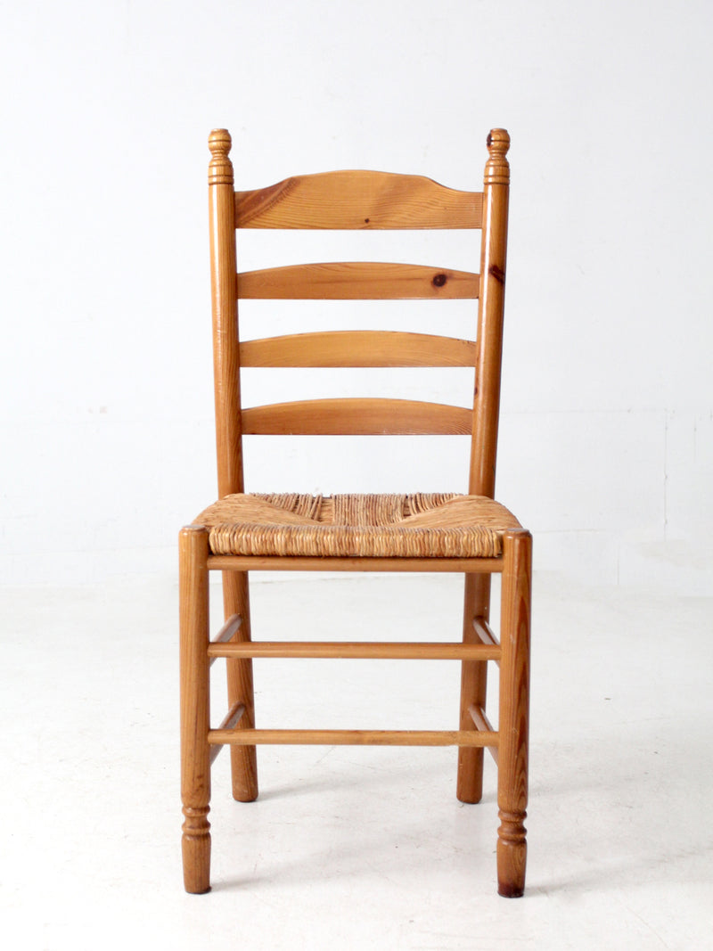 vintage pine chair with rush seat