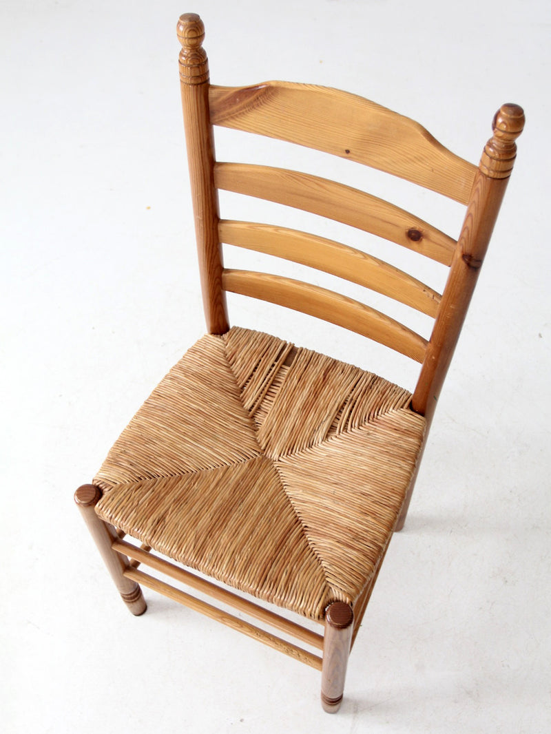 vintage pine chair with rush seat