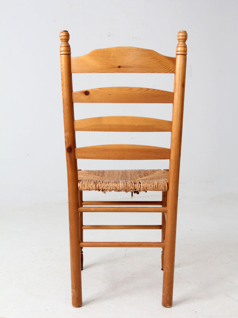 vintage pine chair with rush seat