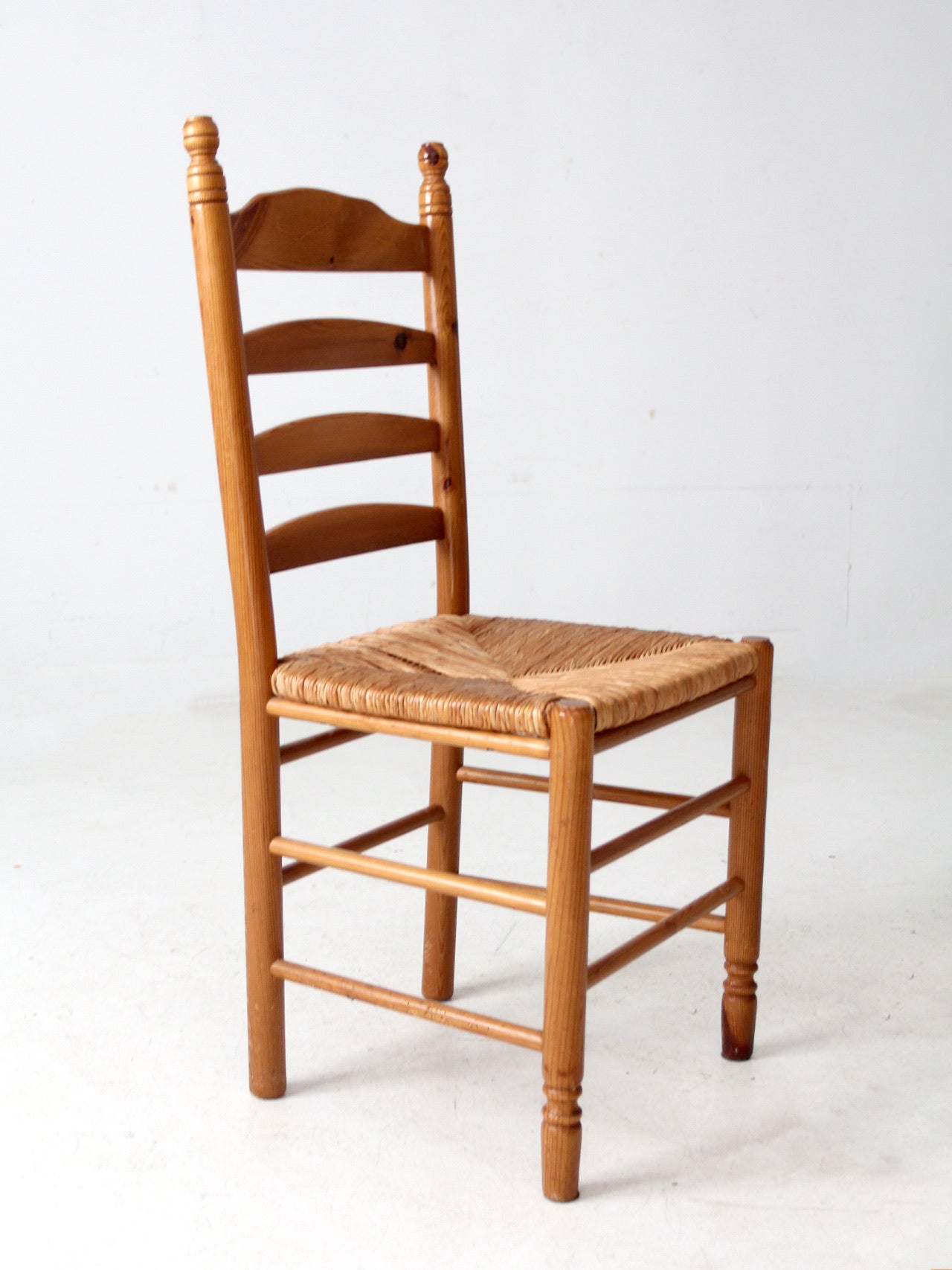 vintage pine chair with rush seat