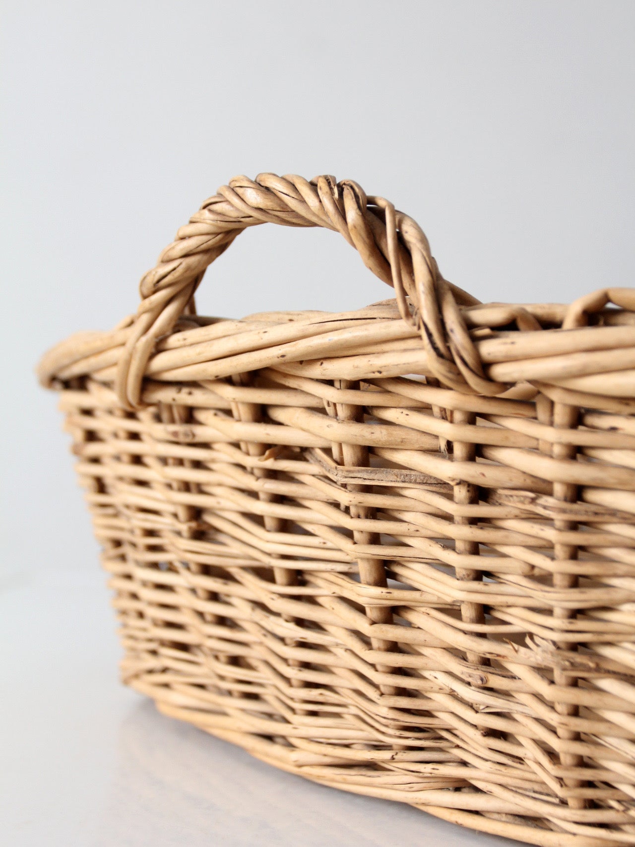 vintage wicker gathering basket with handles