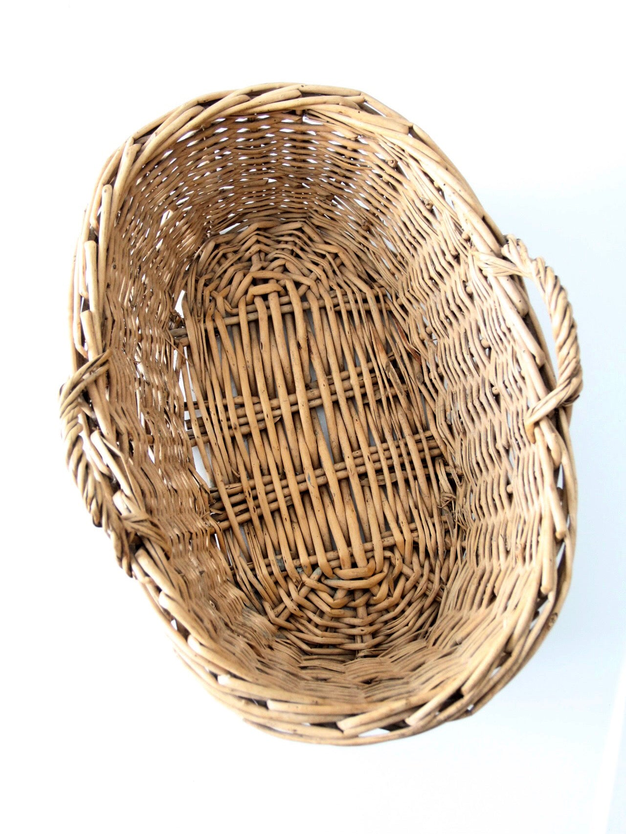 vintage wicker gathering basket with handles