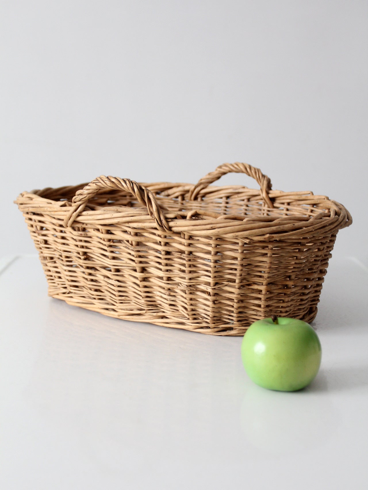 vintage wicker gathering basket with handles