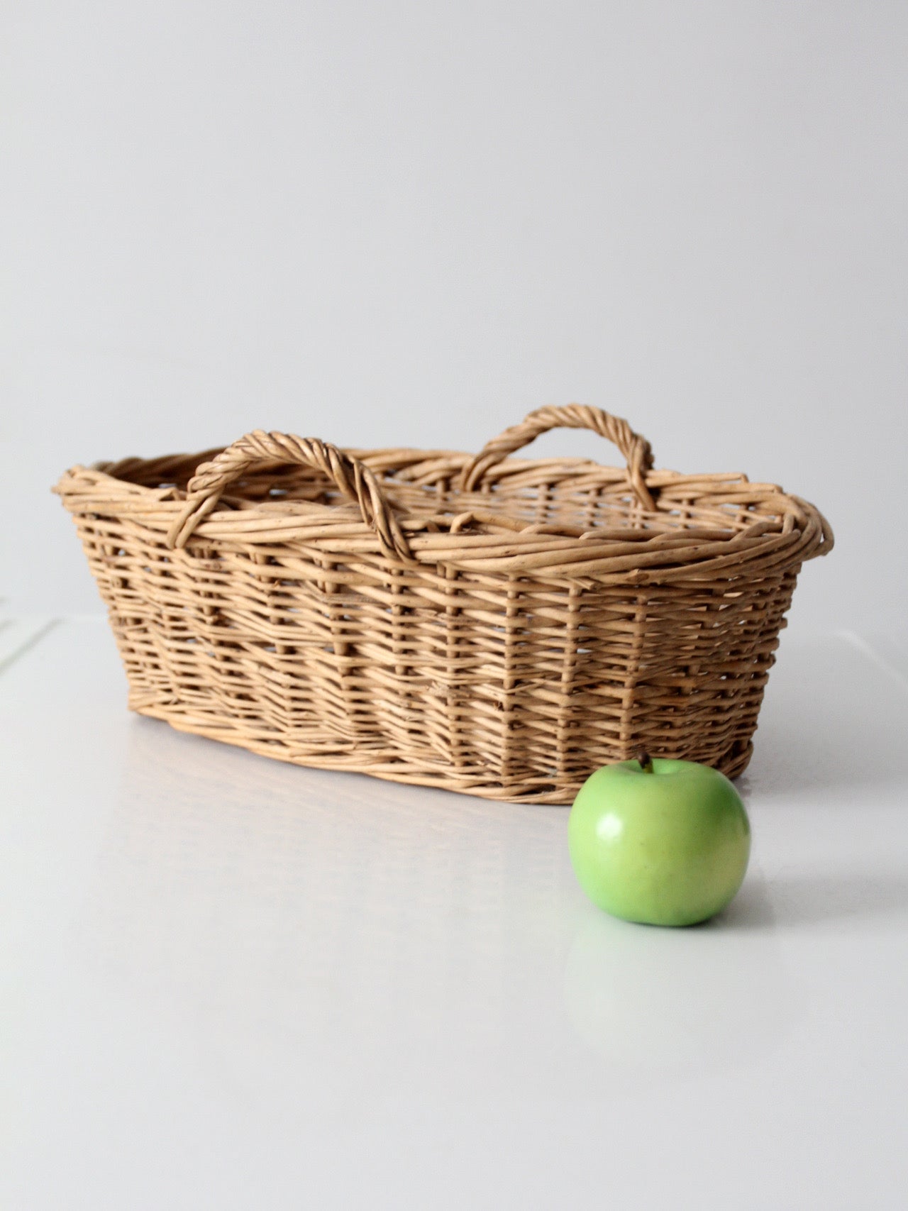 vintage wicker gathering basket with handles