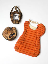 vintage baseball catcher's equipment collection c. 1930s-1950s