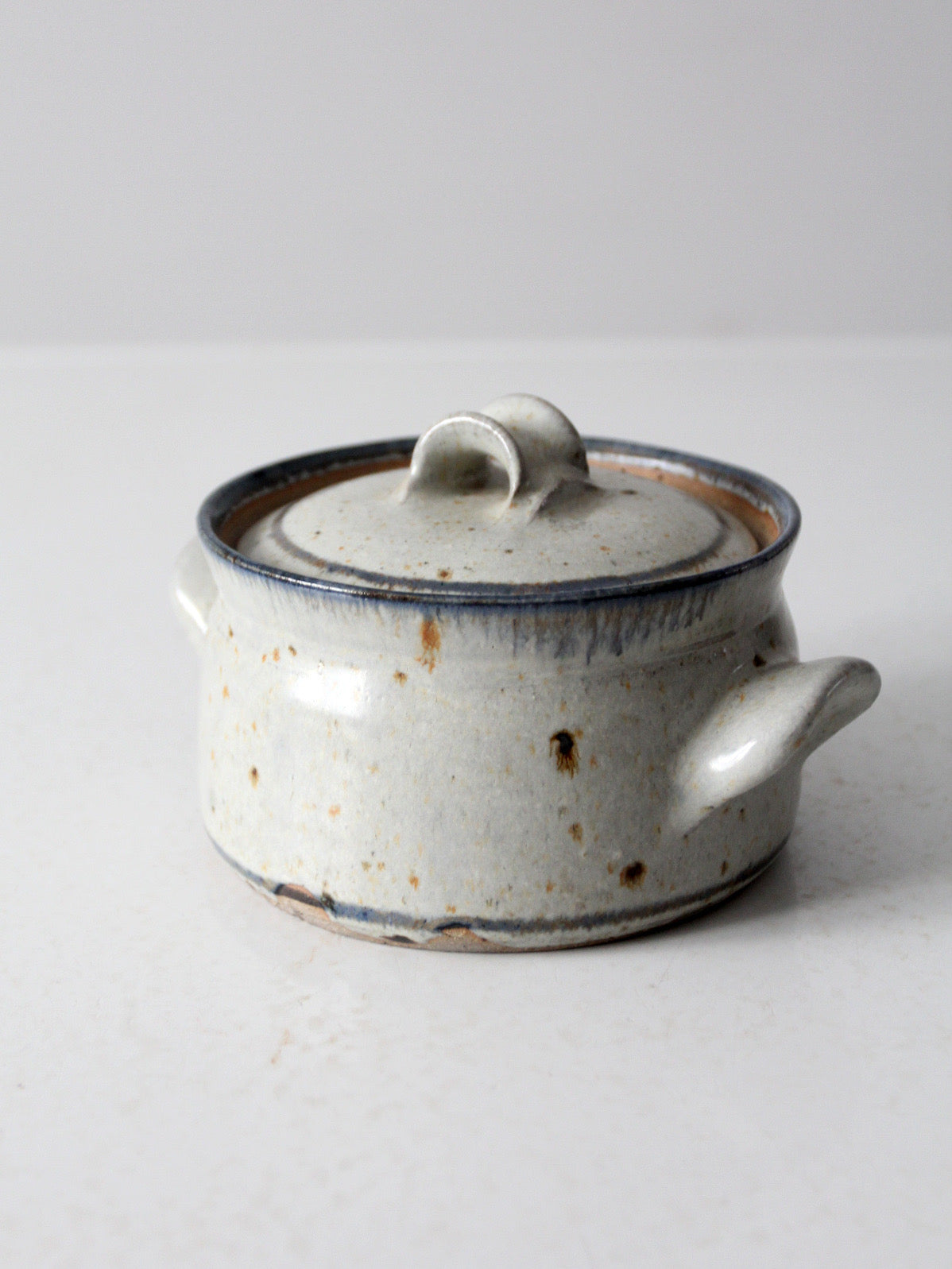 vintage handmade studio pottery covered bowl
