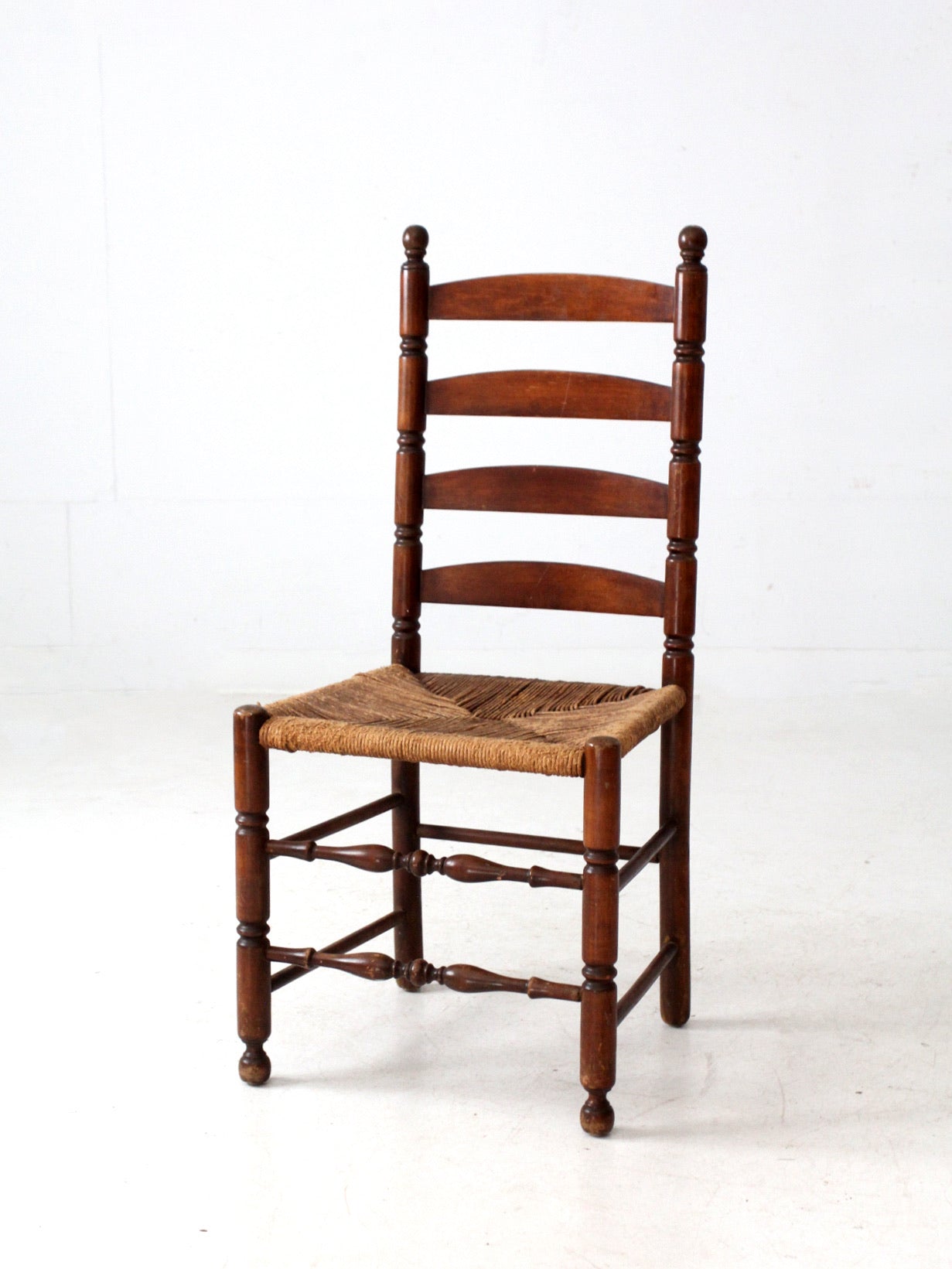 antique rush seat ladder back chair